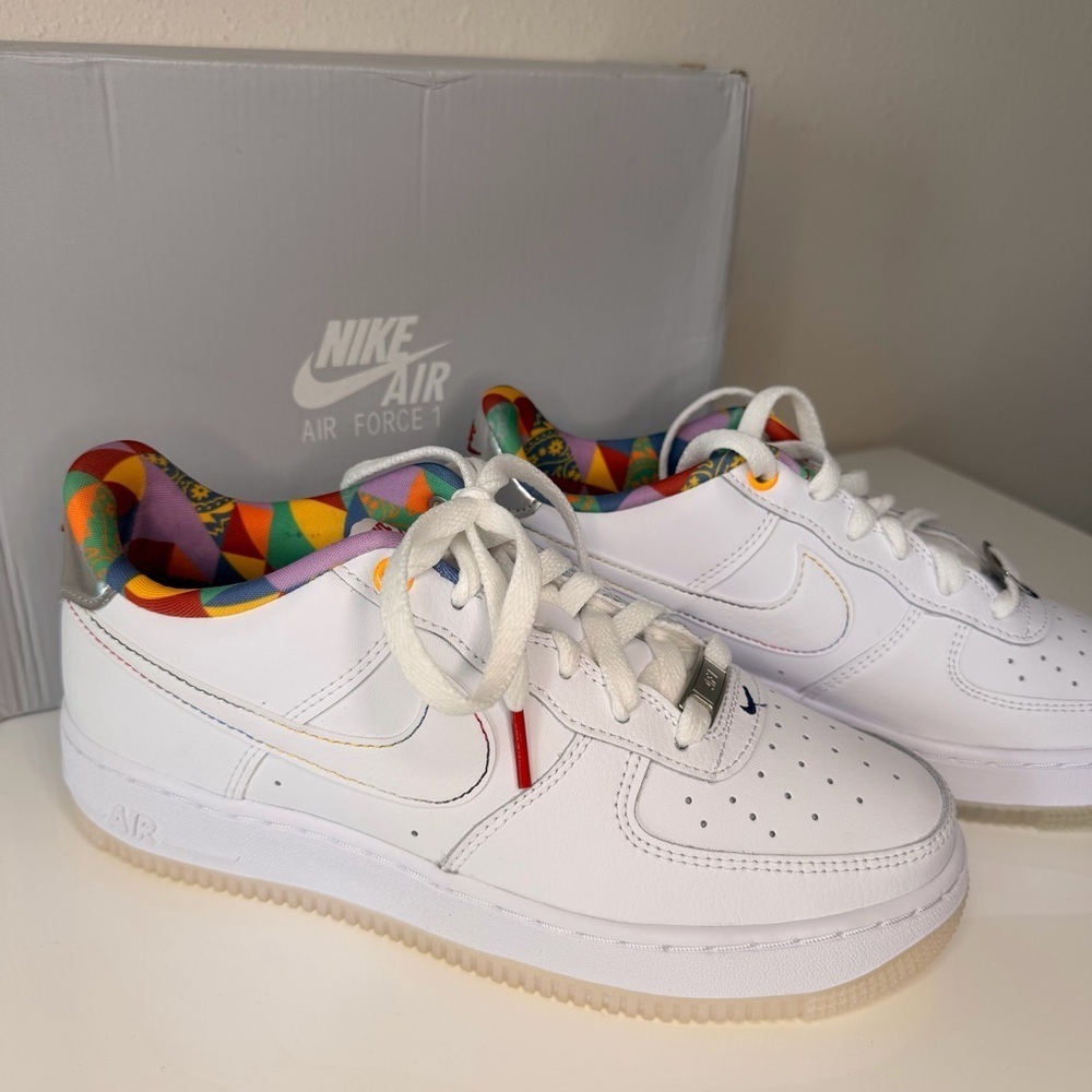 Nike AF1 Kids Sneakers White with Multicolor Accents